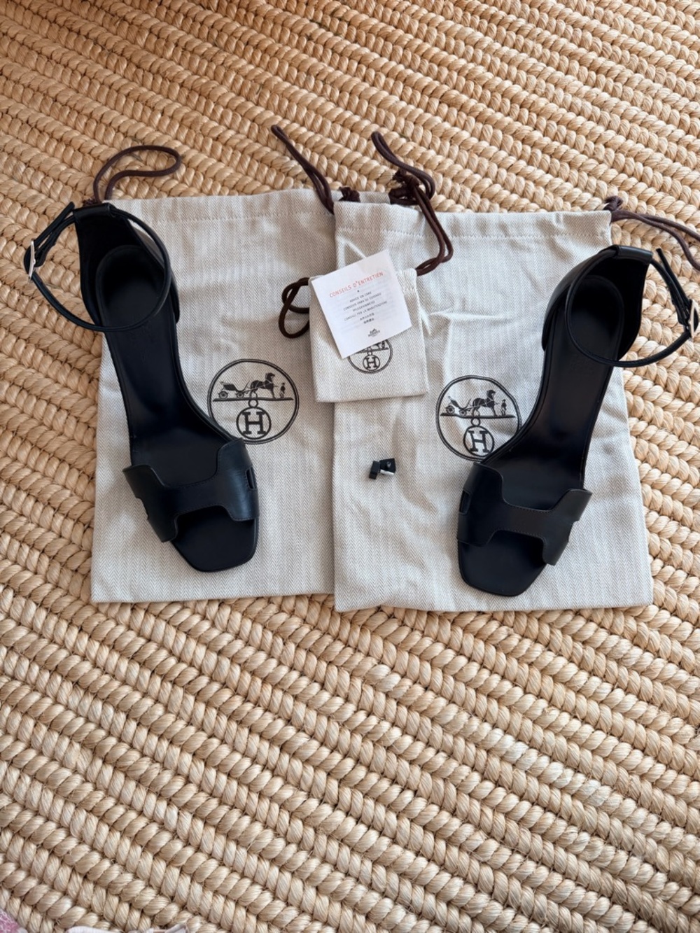 Hermes Black Leather High Heel Sandals - Picture 2 of 10